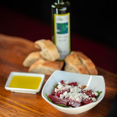 Roasted beet and cheese salad.
