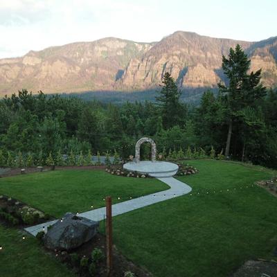 Path to the wedding ark,natural landscape in the back