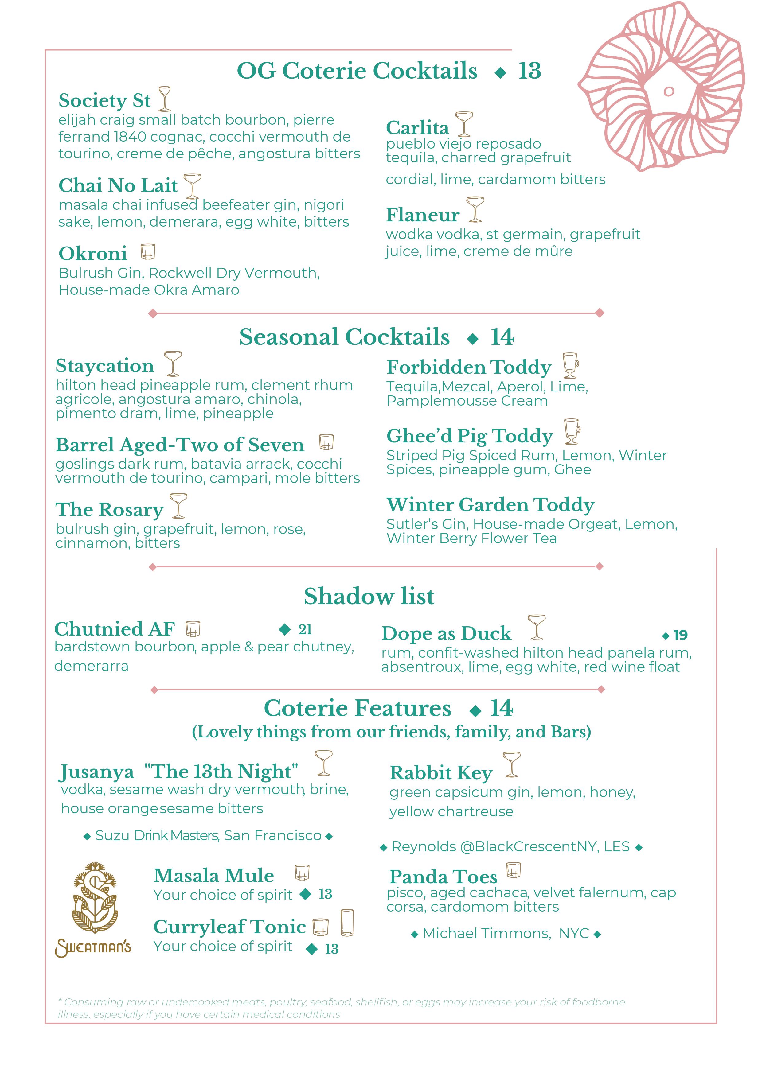 Coterie - menu