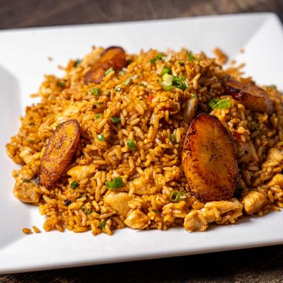 Fried rice with plantains.
