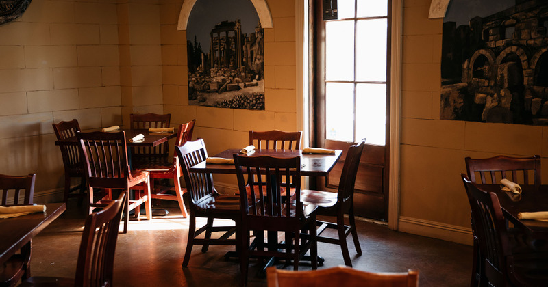 Interior, tables for four