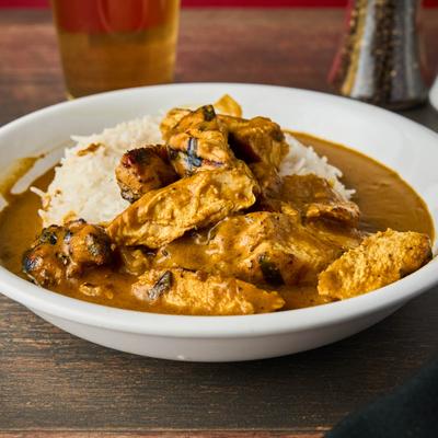 Chicken curry with rice.