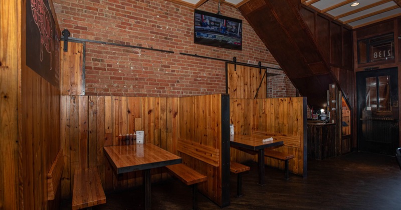 Interior, wooden booths