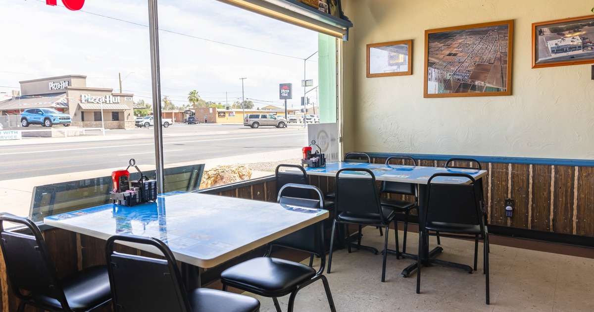 Interior, tables and chairs