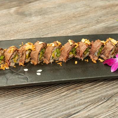 Filet mignon and lobster sushi rolls.