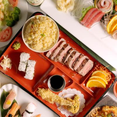 Steak teriyaki bento box.