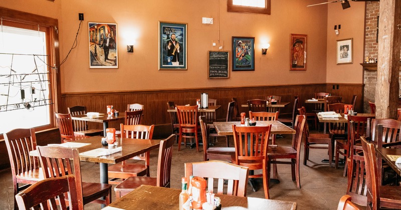 Interior, dining tables waiting for guests
