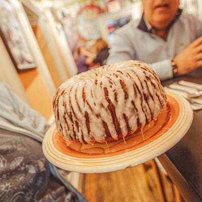 Strawberry pound cake with vanilla glaze