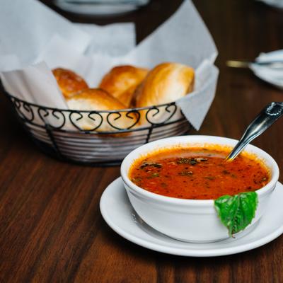 Tomato soup and bread.