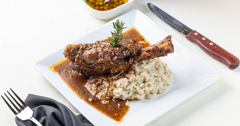 Braised lamb shank over risotto