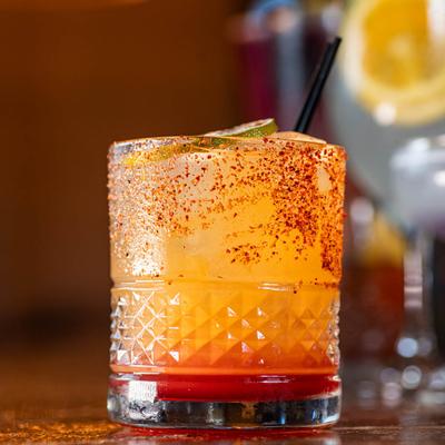 Burst into flames cocktail drink.