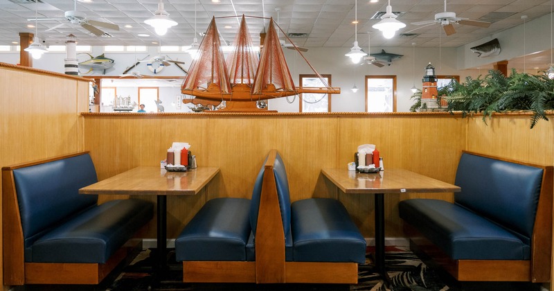 Inside, booth seating area