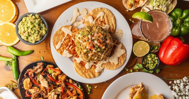 Assortment of dishes, top view