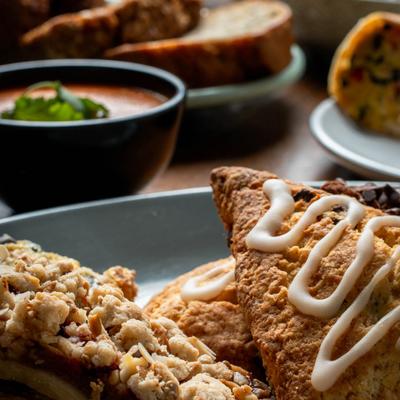 A closeup on pastry.