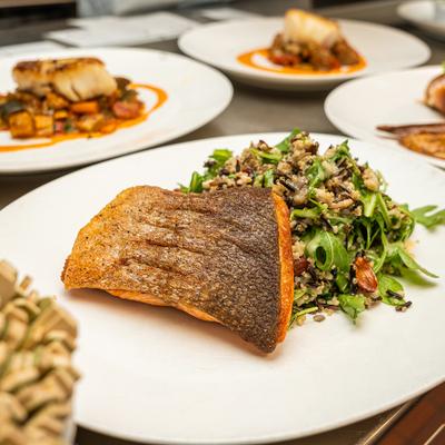 Roasted wild salmon.