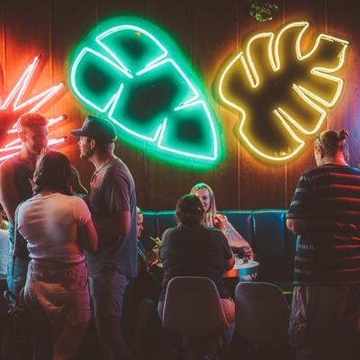Interior, guests enjoying themselves in the lounge seating area