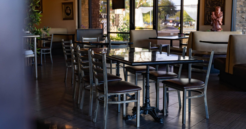 Interior, decorated seating area