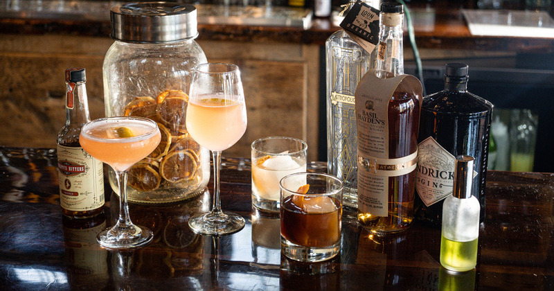 Different dishes and drinks served