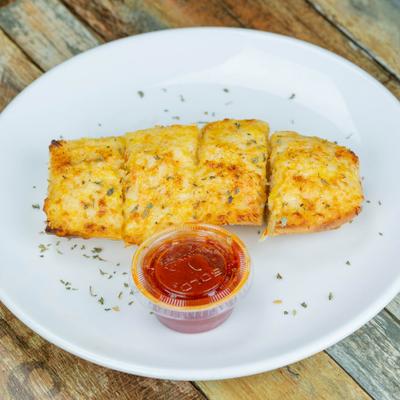 Toasted baguette topped with garlic butter, melted cheese, seasoned blue crab meat.