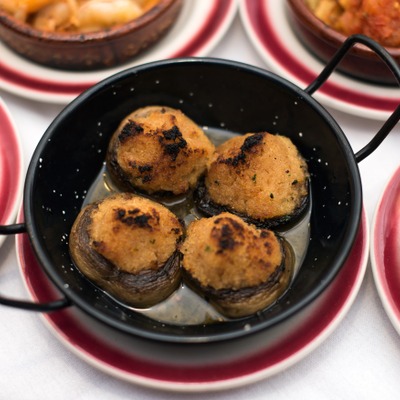 Deep fried dumplings dish, top view