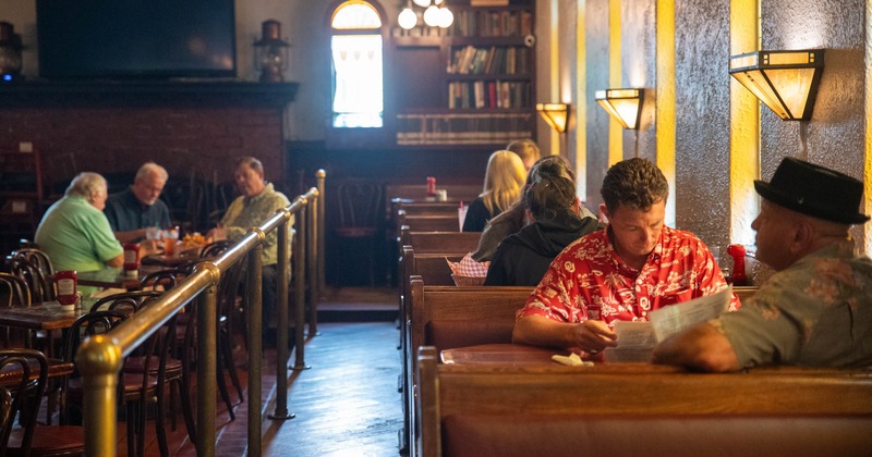 Interior, diner area, booths