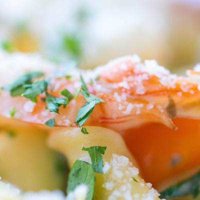Garlic Shrimp Scampi, closeup.