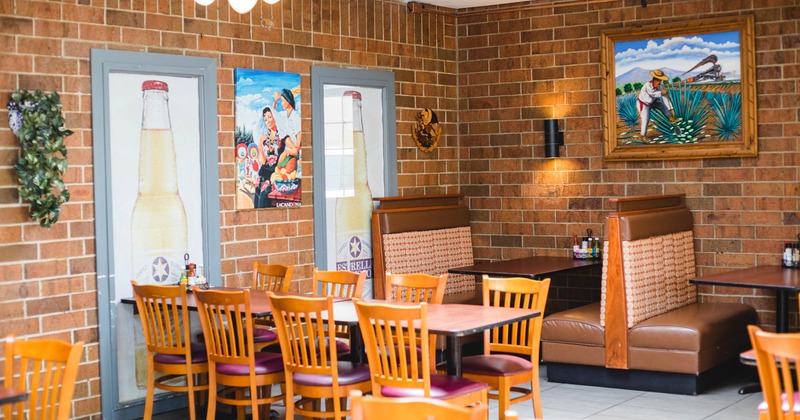 Interior, dining area, wall decorations