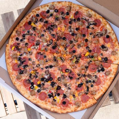 The whole combination pizza.