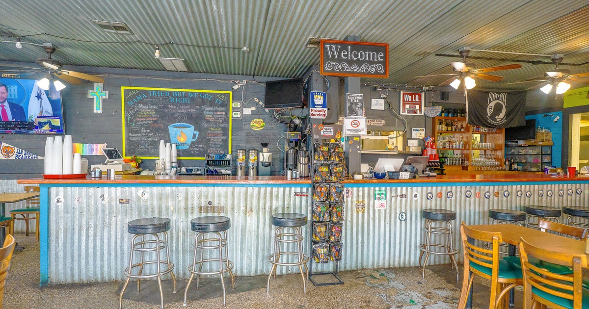 Bar, stools, front view