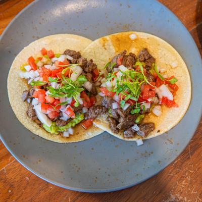 Carne Asada Tacos top view.