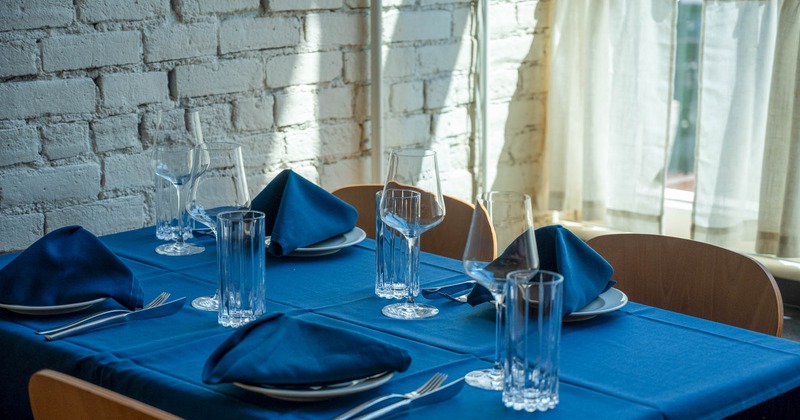 Interior, table set and ready for guests