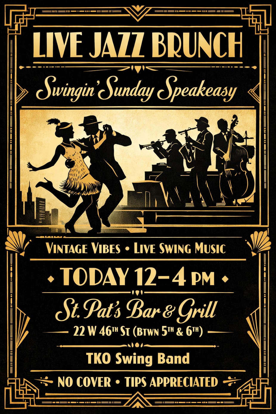 Swingin' Sunday Speakeasy: Jazz Brunch w/TKO Swing Band event photo