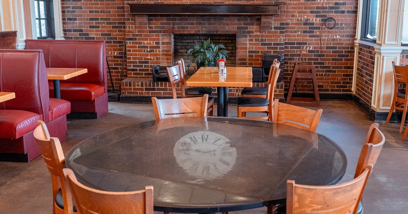 Interior, dining area with tables and chairs