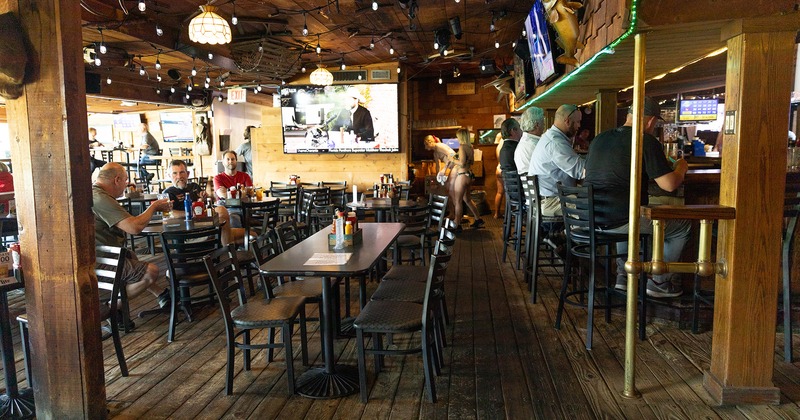 Interior, seating area and bar