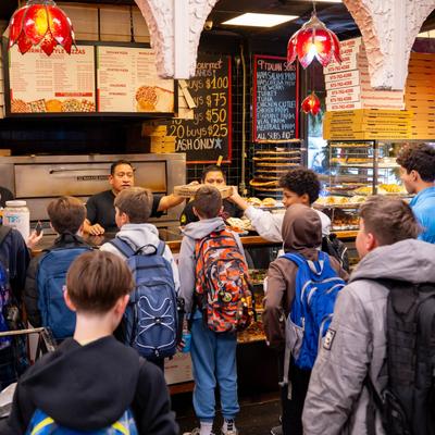 Guests waiting in line.