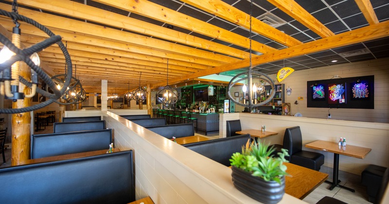 Interior, dining booths