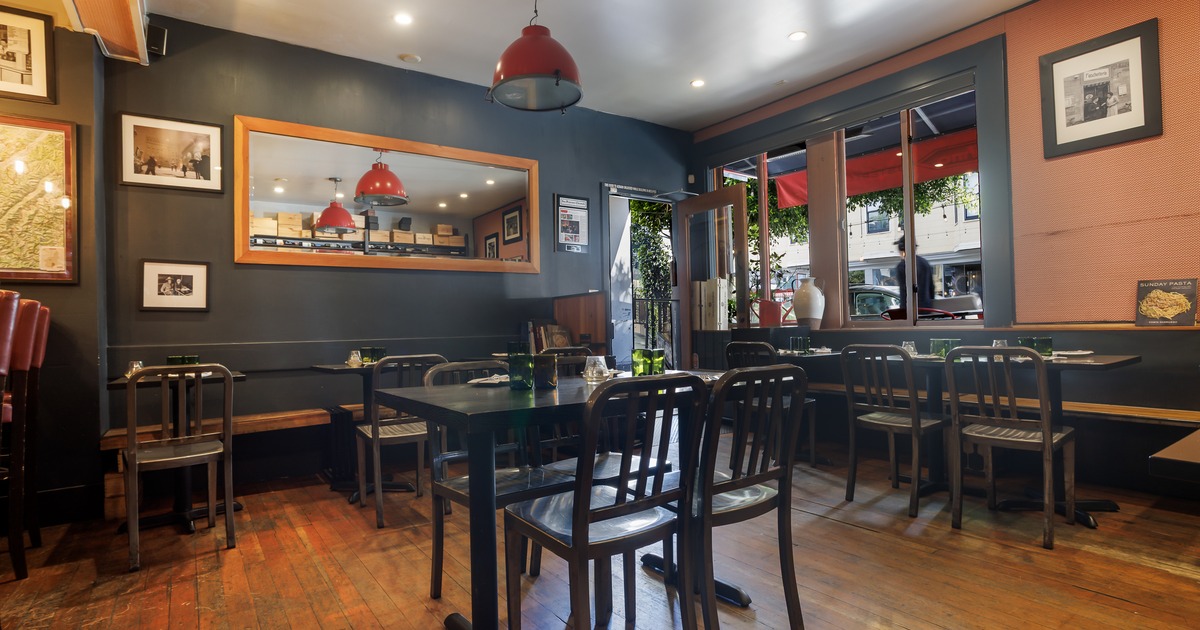 Diner area, diner tables, stools