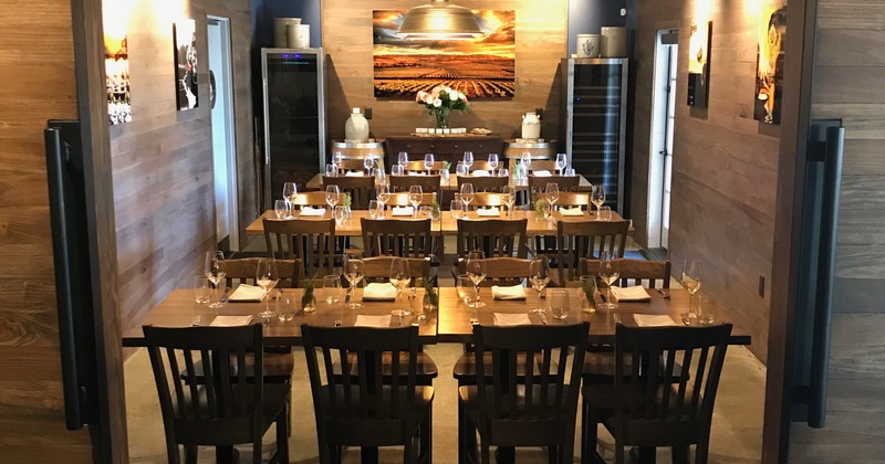 Interior, dining tables, chairs, tableware