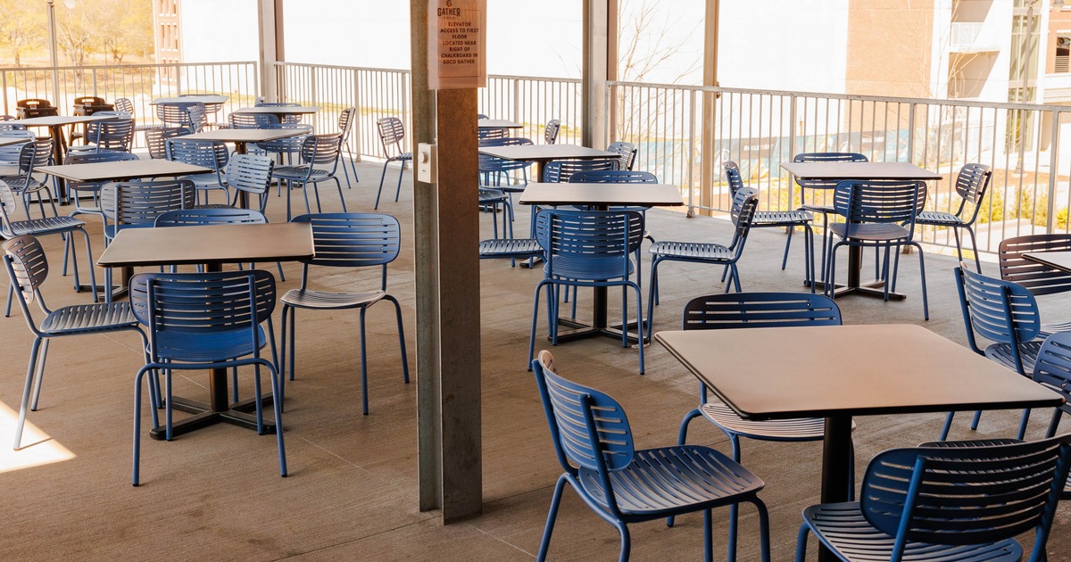Blue chairs and tables