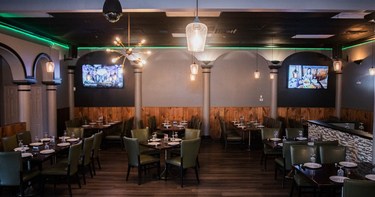 Dining area, tables ready for guests