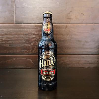 Hanks Gourmet Rootbeer in a glass bottle.