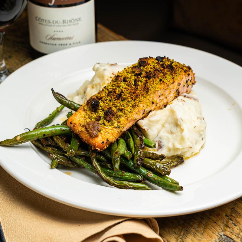 menu item 4 of 10, Pistachio Crusted Salmon