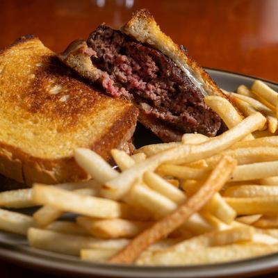 Patty melt and fries.