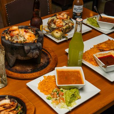 Various food and drinks.