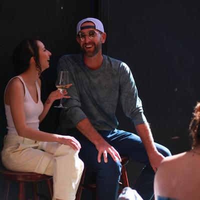 People talking and laughing.