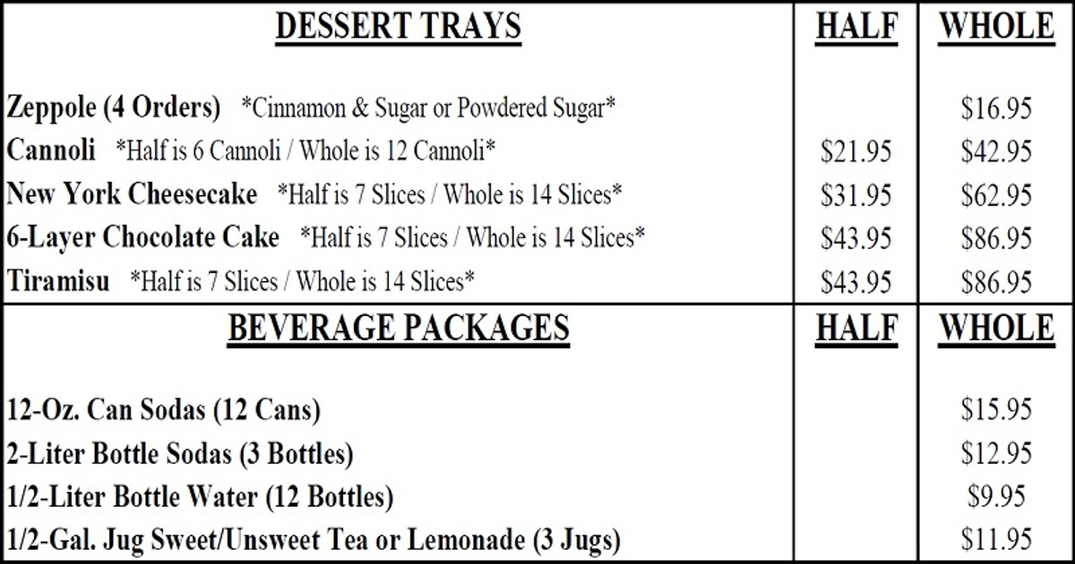 2026 Catering Desserts & Beverages