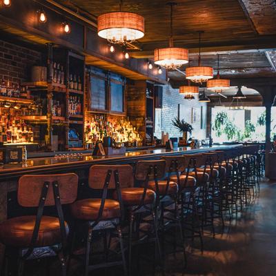 Interior, a bar and seating.