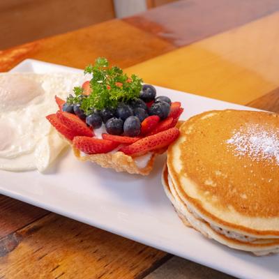 Served mini pancakes.