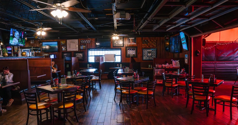 Interior, tables and chairs ready for guests