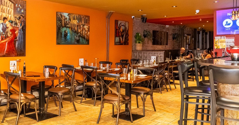 Interior, wide view, dining area